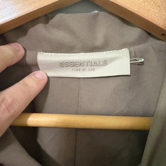 NWT Fear of God Essentials Wood Long Coat Medium Brown Long Trench - Picture 6 of 16